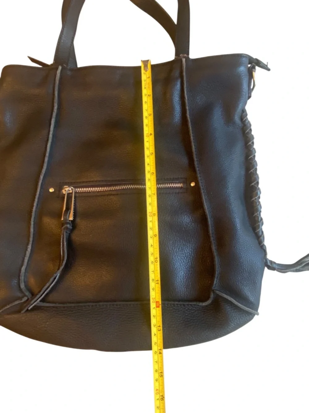 Sanctuary Black Leather Tote Hobo Bag with Braided Side Details